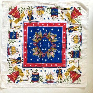 Vintage 1976 Fast Color Bicentennial Bandana Scarf Independence Hall Cotton USA